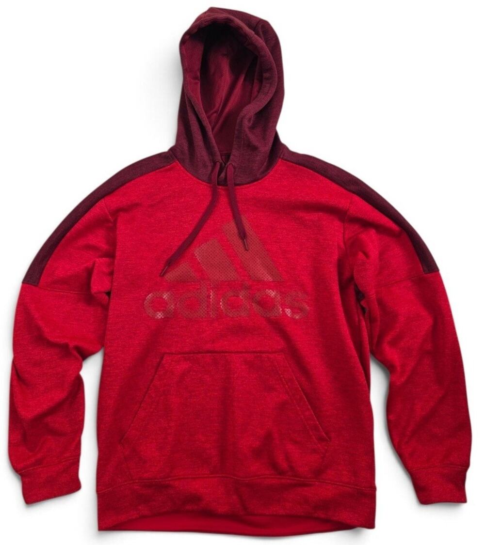 Adidas Men’s Medium Red Burgundy Pullover Hoodie Performance Logo